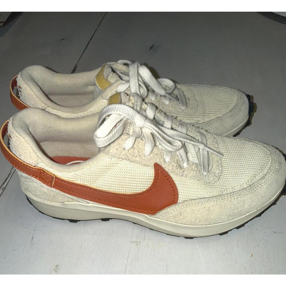 Womens Nike off white/orange Waffle Running Shoes sz 7